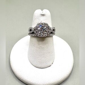 14k White Gold 1.49ctw Natural Diamond Wedding Ring Set